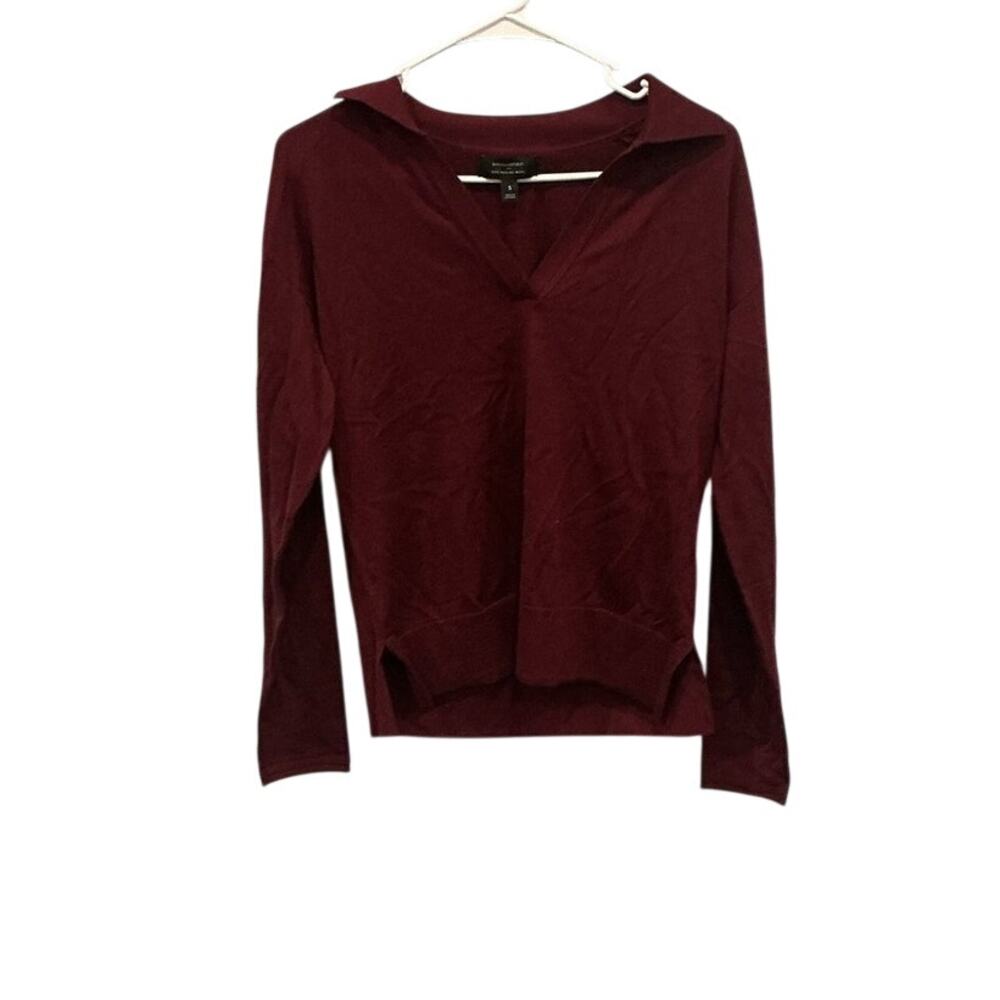 Banana Republic Womens Collared‎ Merino Wool Sweater Red Preppy Tenniscore Ivy S